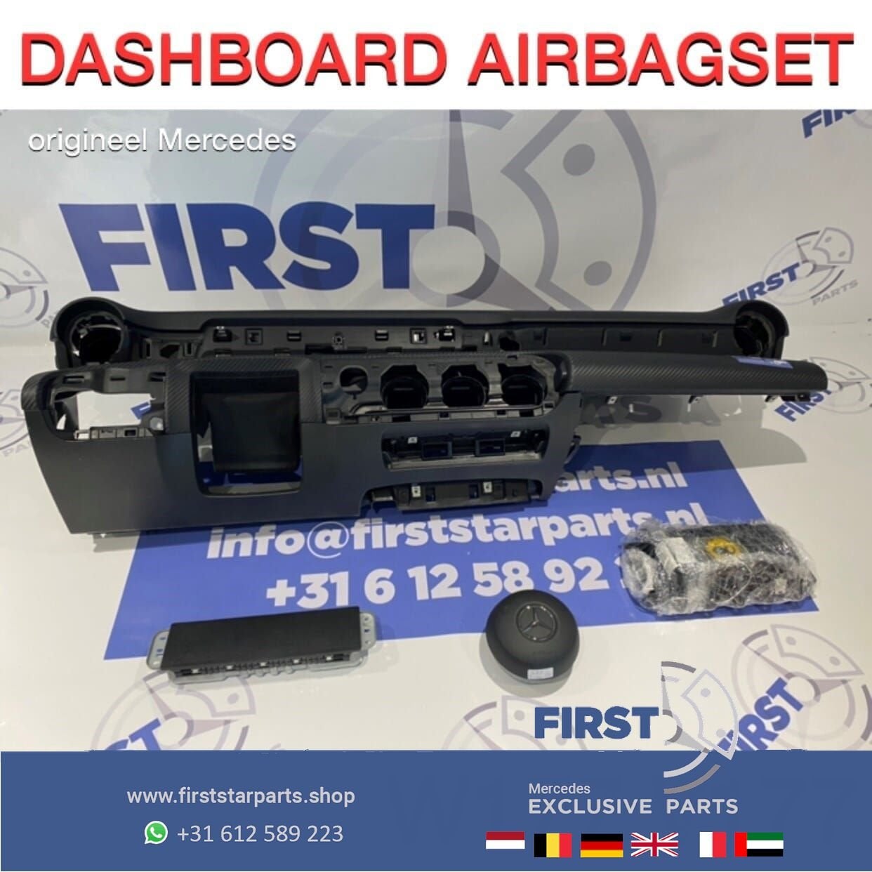 W177 ZWART DASHBOARD AIRBAGSET Mercedes A KLASSE 2018-2022 O, Gebruikt, -, Ophalen of Verzenden, -