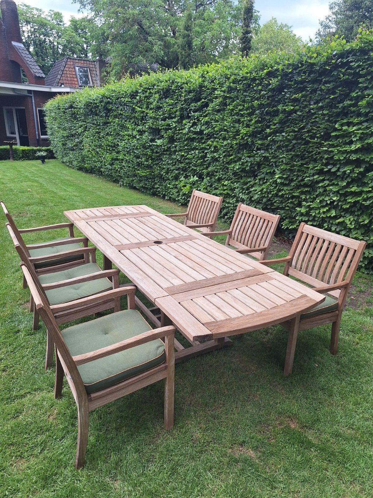Teakhouten tuinset van Gloster., Tuin en Terras, Ophalen, Tuinset