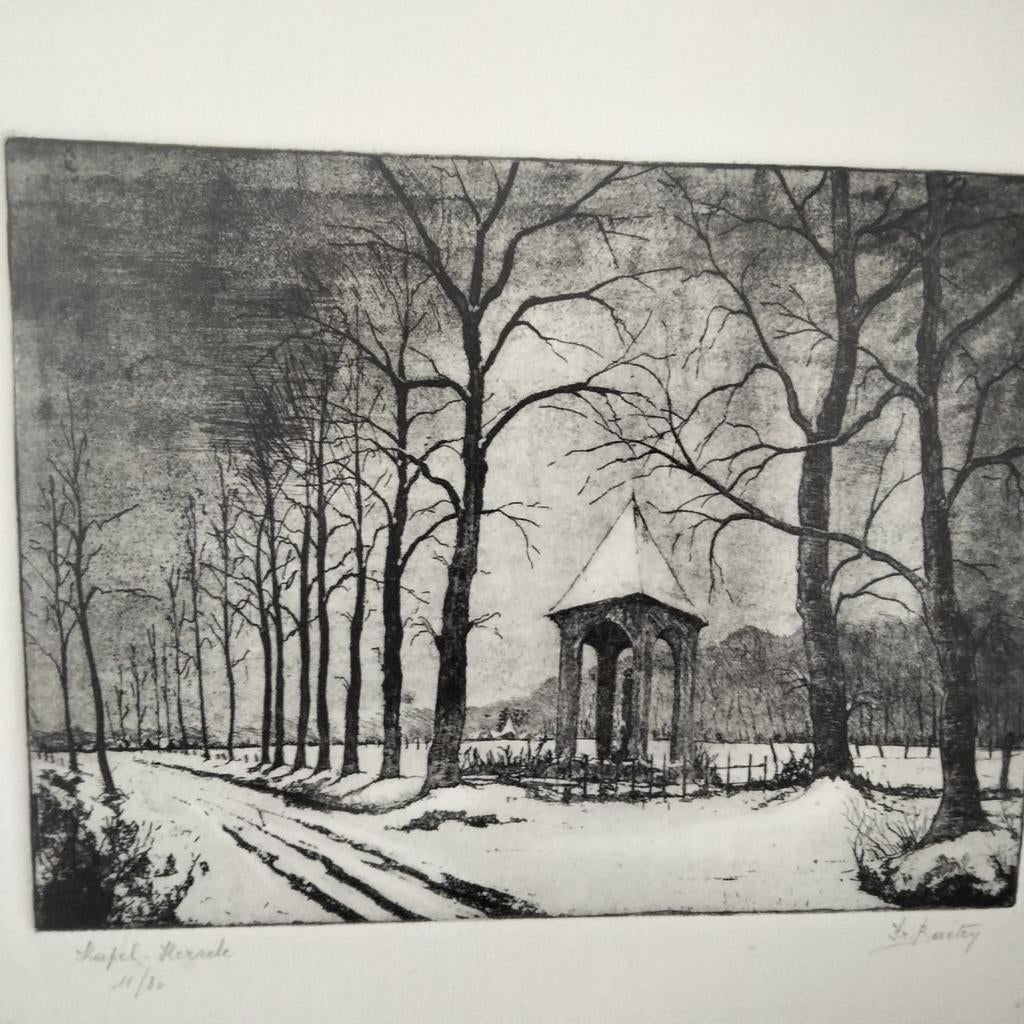 Ets kapel van Herzele, Antiek en Kunst, Kunst | Tekeningen en Fotografie, Ophalen