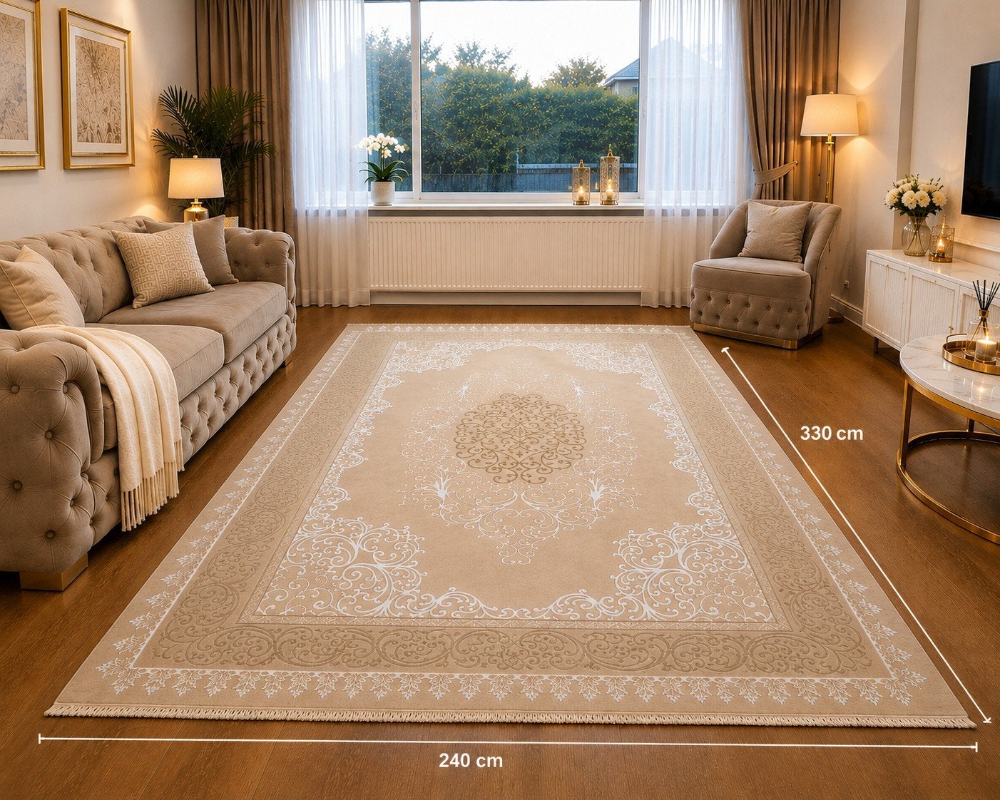 Nieuw luxe vloerkleed 240 x 330 cm — Elegant design, Antiek en Kunst, Ophalen