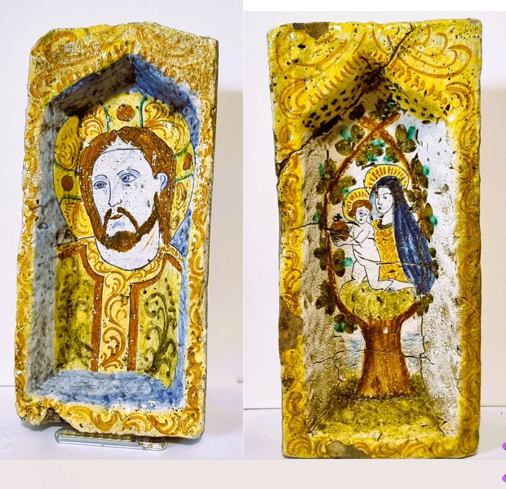 2 niches religieuses en terre cuite., Antiquités & Art, Enlèvement ou Envoi
