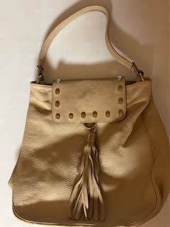 Superbe sac à main en cuir signé Mondieux Madame, Enlèvement, Utilisé, Beige, Sac à main