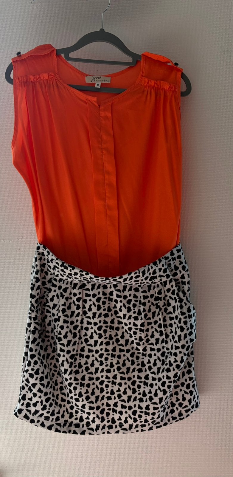 Oranje jurk met luipaardprint - T.M. - klein defect, Kleding | Dames, Ophalen of Verzenden, Gedragen, Oranje