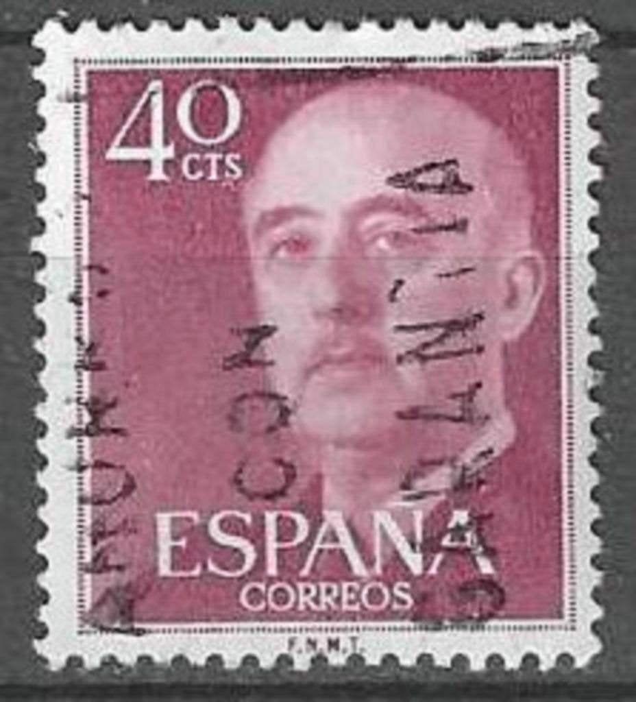 Spanje 1955-1958 - Yvert 859 - Generaal Franco - 40 c. (ST), Postzegels en Munten, Postzegels | Europa | Spanje, Verzenden, Gestempeld