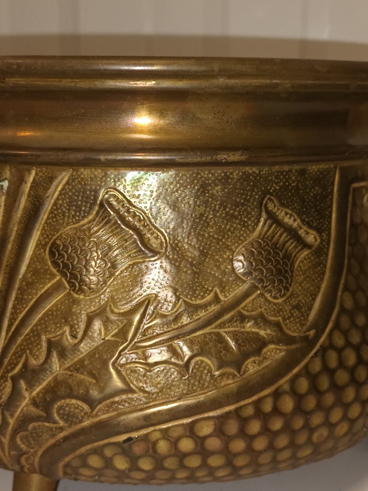 Prachtige antieke messing jardinière / cache-pot, Enlèvement ou Envoi, Cuivre