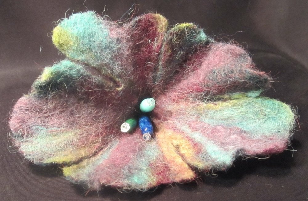 Handgemaakte vilten bloem: alpacawol + zijde (5), Verzenden, Nieuw, Versiering, Wolvilt