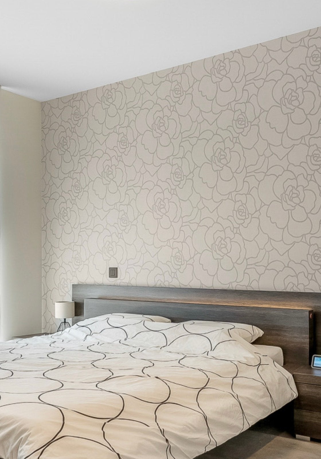 Behangpapier (1,5 rol), Ophalen, Bloemen, Modern, Grijs