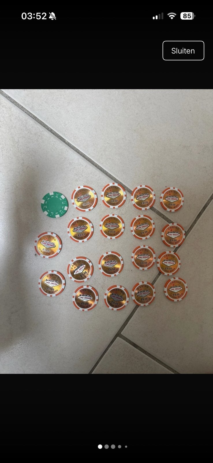 Set Las Vegas Fiches (€ 0,10) + Groene Dice Pokerfiche, Een of twee spelers, Ophalen, Zo goed als nieuw