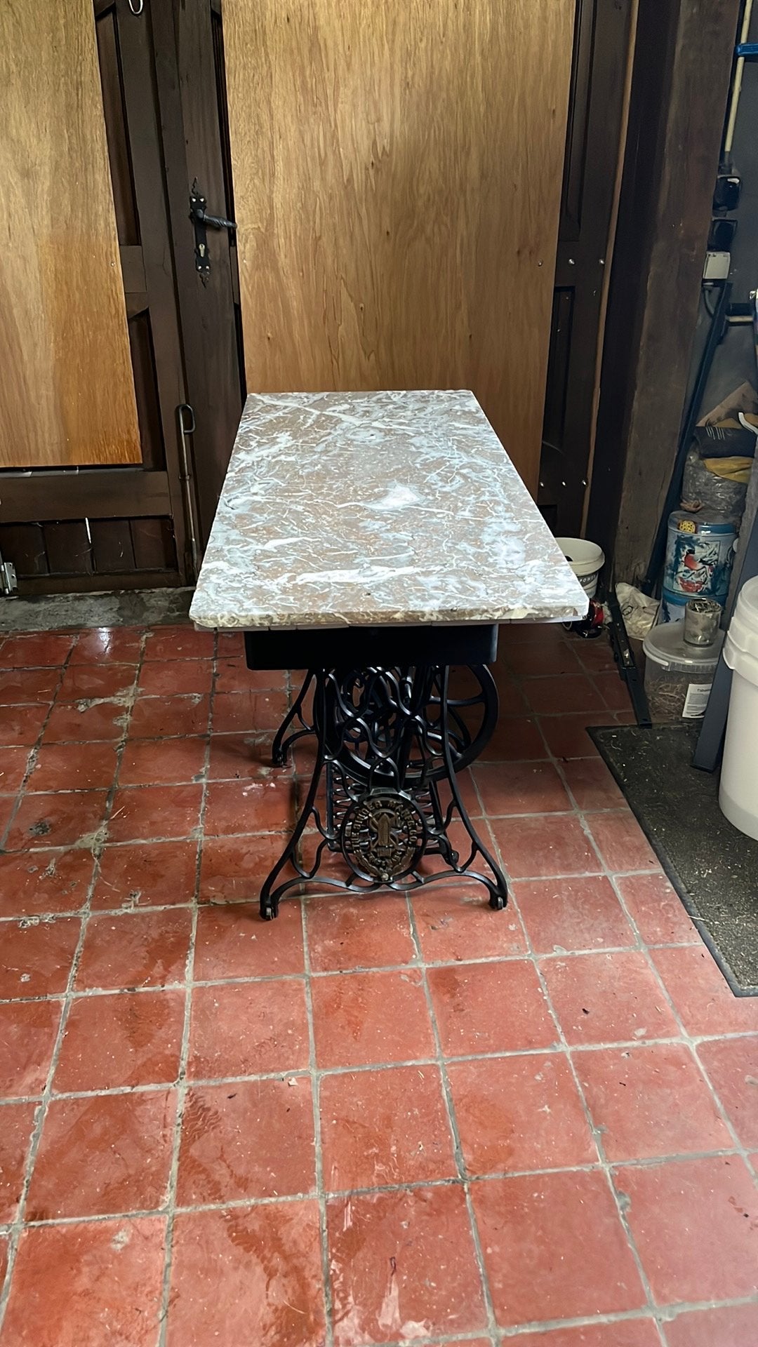Vintage, Jardin & Terrasse, Tables de jardin, Enlèvement, Comme neuf, Carré, Autres matériaux