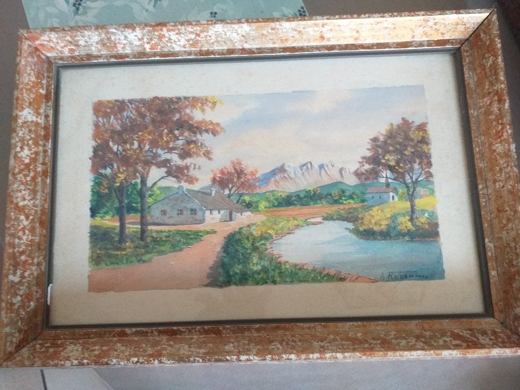aquarel landschap, Antiek en Kunst, Ophalen of Verzenden, Aquarel, Landschap