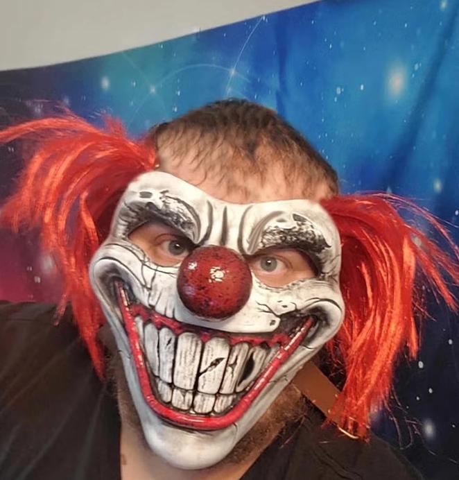 Masque demi-visage en latex Twisted Metal Sweet Tooth Joker, Envoi, Neuf