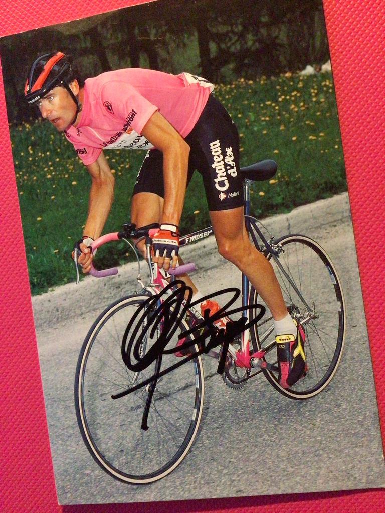 wielerkaart 1990 giro team chateau d'ax gianni bugno signe, Envoi, Comme neuf