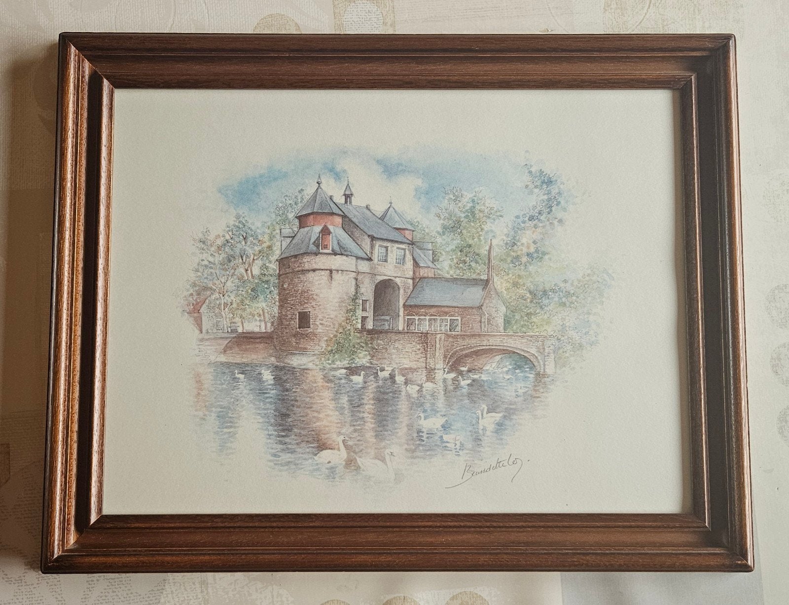 Aquarel Bernadette Voz, Antiquités & Art, Enlèvement, Aquarelle