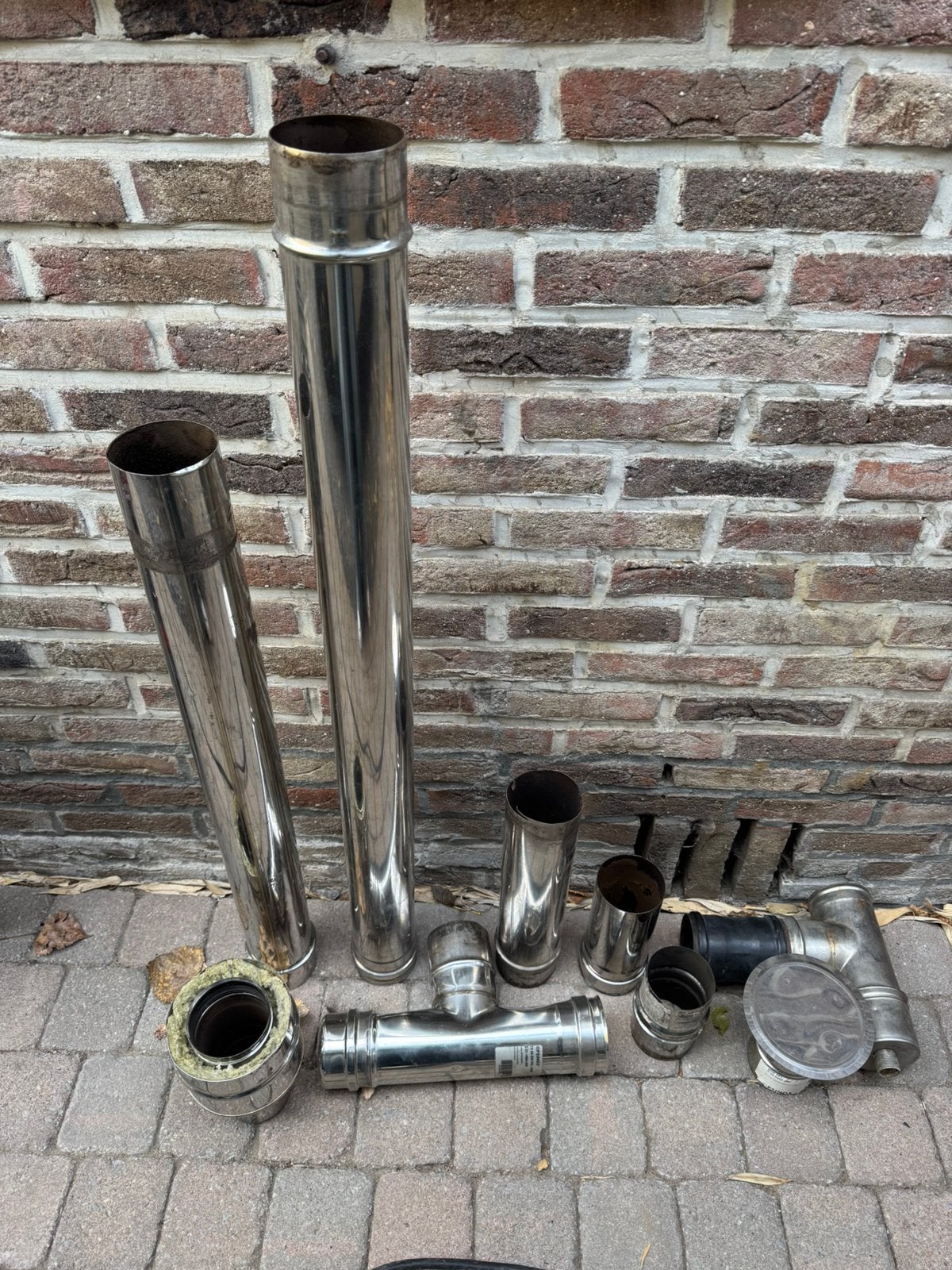 Inox enkelwandige kachelbuizen, Ophalen, Inox, Gebruikt, 60 tot 80 mm