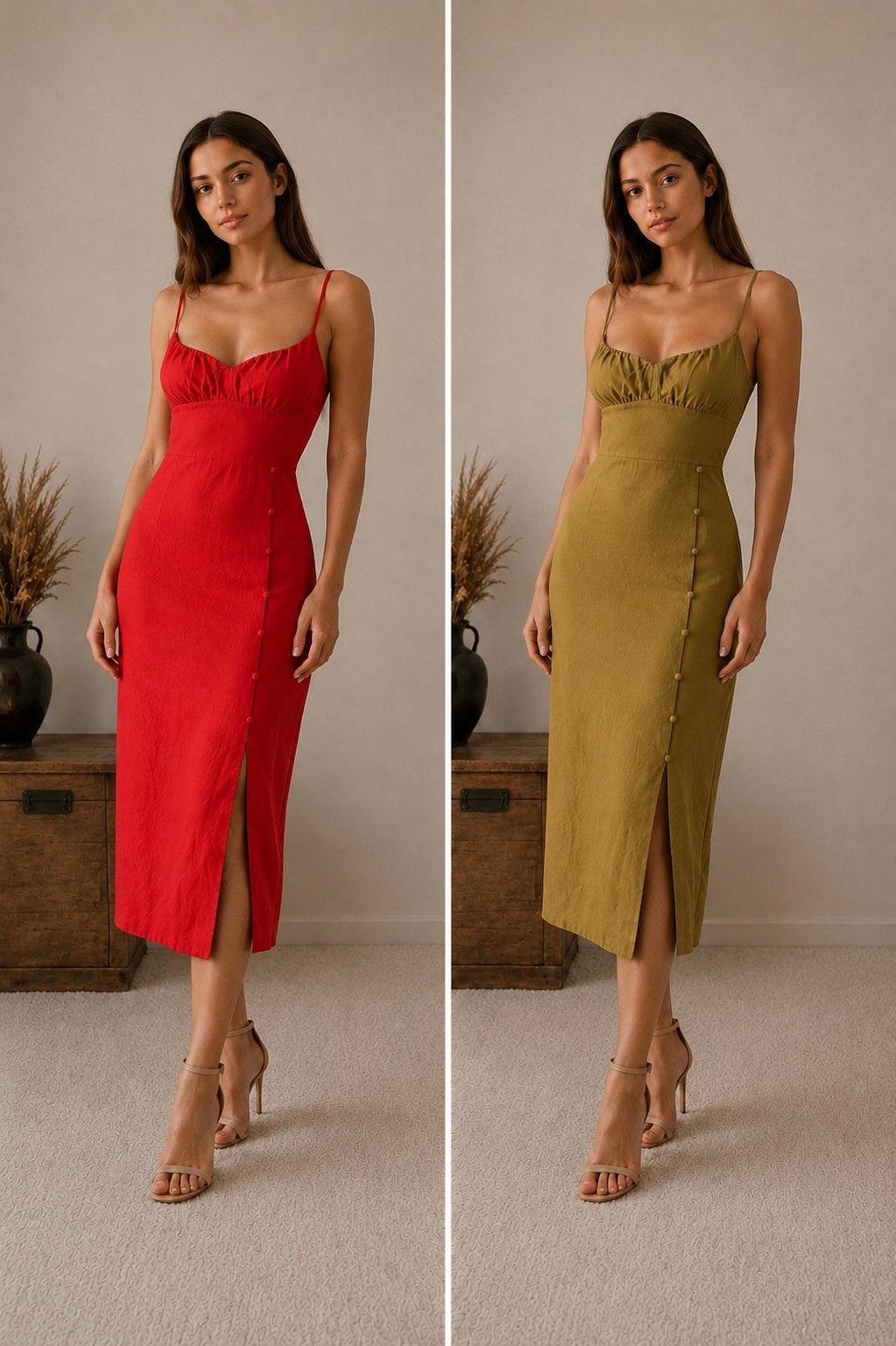 Stijlvolle zomerjurk met knoopjes en split, Kleding | Dames, Gelegenheidskleding, Ophalen of Verzenden, Nieuw