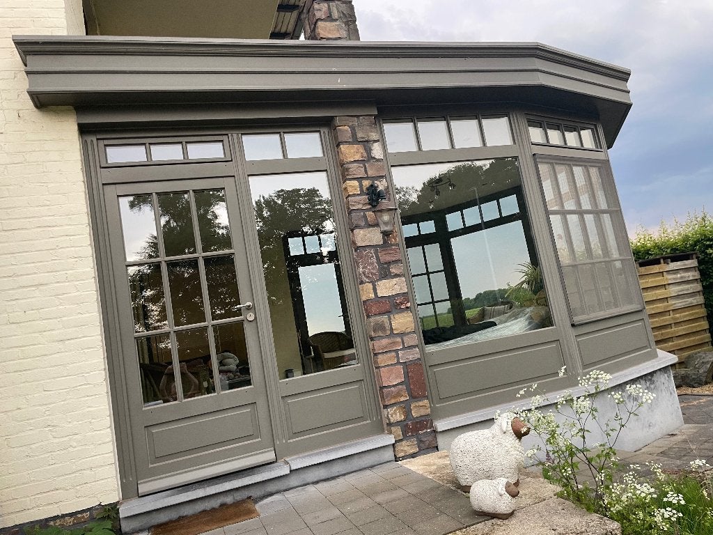 TE KOOP -Houten veranda +/- 20m2 (zelf demonteren voor juli), Tuin en Terras, Overkappingen, Ophalen, Gebruikt, Veranda
