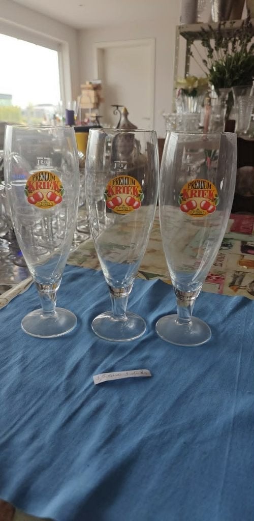 glazen Premium Kriek St Louis 0.5 L 3 stuks, Ophalen of Verzenden, Zo goed als nieuw, Bierglas