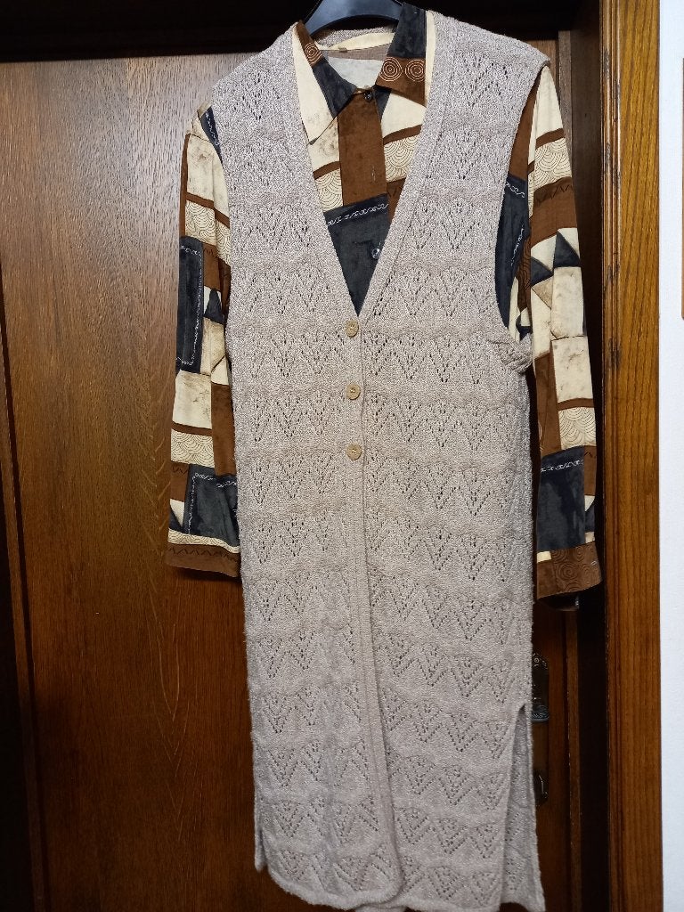 bloes met bijpassende lange vest, Taille 38/40 (M), Vero Moda, Comme neuf, Brun