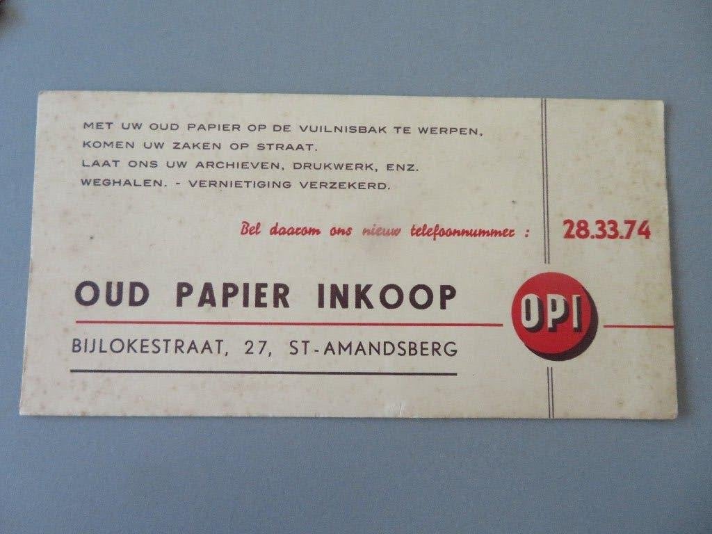 oude buvard vloeipapier papier inkoop OPI St. Amandsberg, Ophalen of Verzenden, Zo goed als nieuw, Overige typen