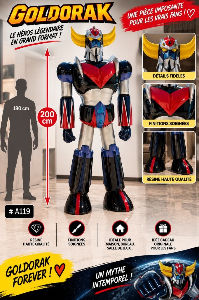 GOLDORAK – STATUE XXL EN RÉSINE – 200 CM, Enlèvement ou Envoi, Neuf