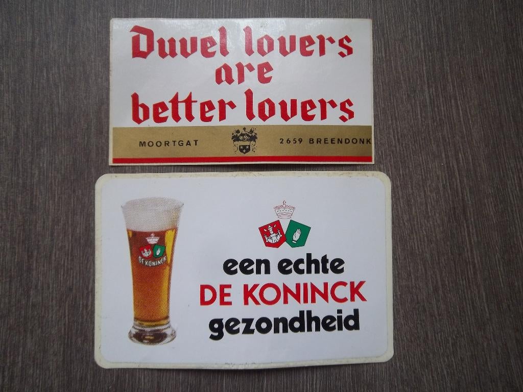 Twee stickers - Bieren – Duvel – De Koninck, Verzamelen, Biermerken, Ophalen of Verzenden, Nieuw, Overige typen, De Koninck