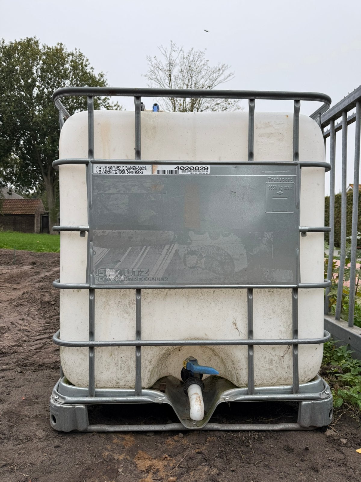 IBC container 1000 liter, Ophalen, Kunststof, Gebruikt, Met kraantje