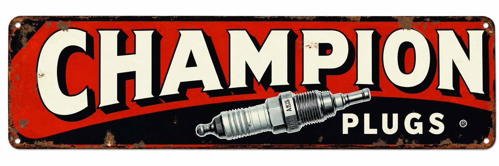 Panneau pub en bois Champion Plugs - rétro vintage Mancave, Enlèvement ou Envoi, Neuf, Panneau publicitaire
