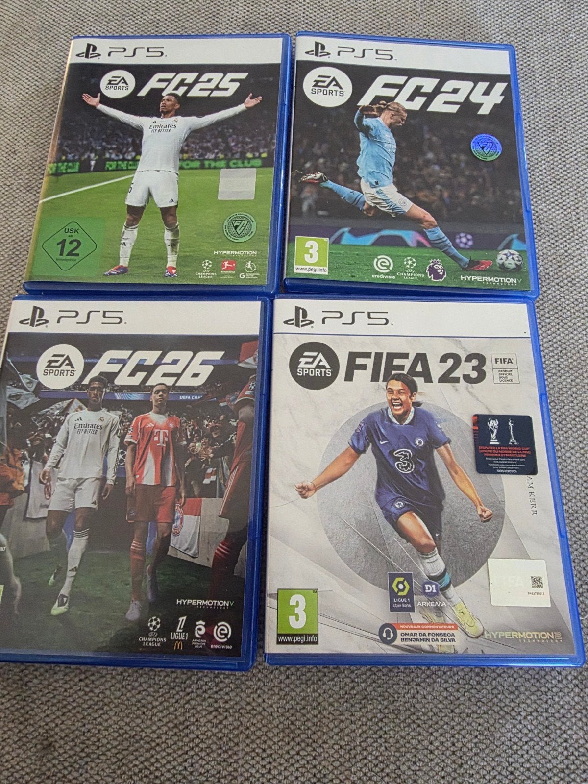 Pakket PS5 Voetbalgames: FIFA 23, FC 24, FC 25 en FC 26, Consoles de jeu & Jeux vidéo, Jeux | Sony PlayStation 5, Sport, À partir de 3 ans