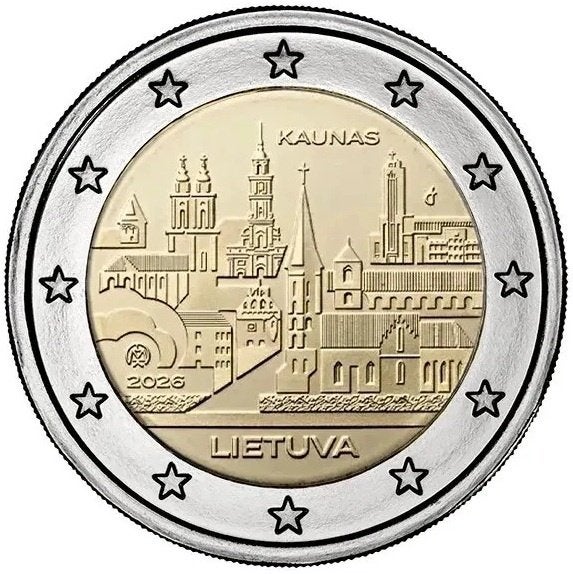 Litouwen 2026 – Kaunas - 2 euro UNC, Ophalen of Verzenden, 2 euro, Losse munt