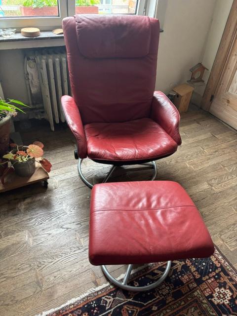 Fauteuil relax avec repose-pied, Enlèvement, Comme neuf, Cuir, Moderne