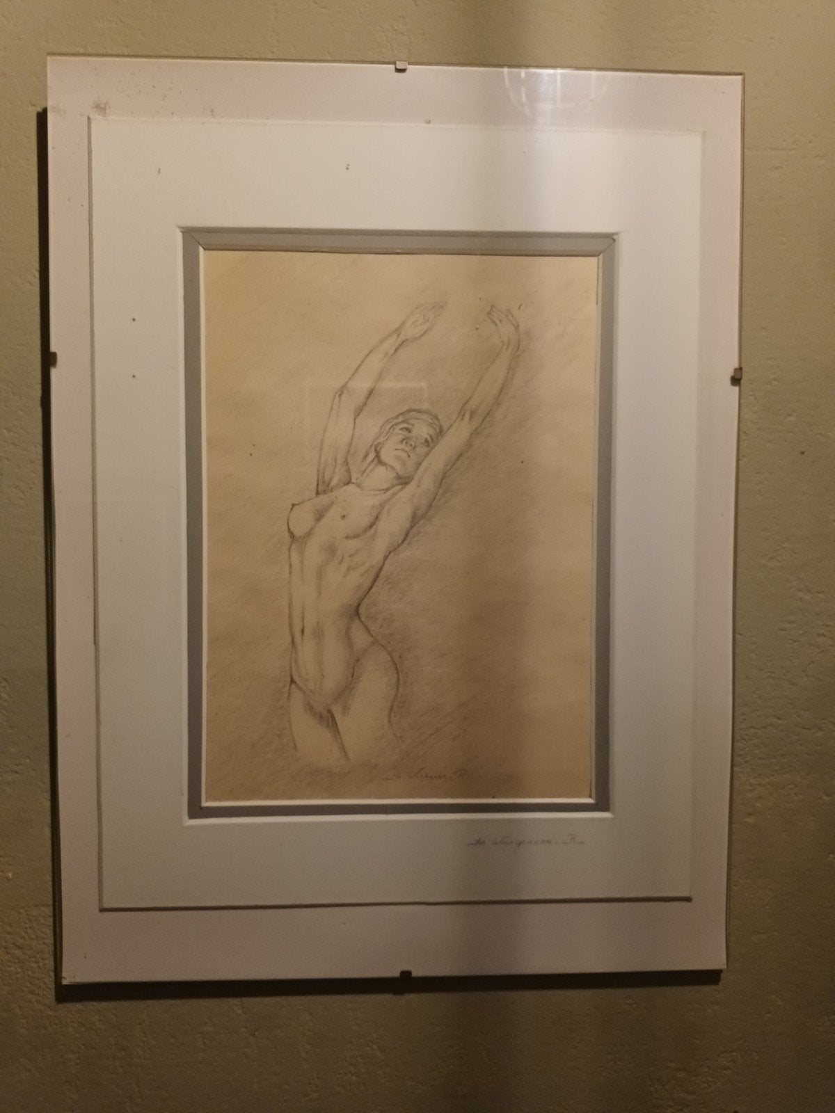 Dynamische potloodtekening van vrouwelijk naakt, Enlèvement ou Envoi, Dessin au crayon