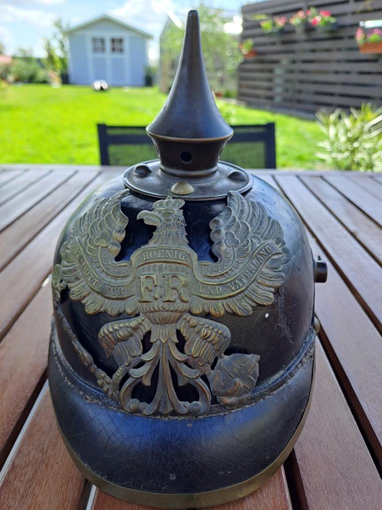 Pruisische punthelm model 1895 ww1 14-18, Verzamelen, Militaria | Algemeen, Ophalen of Verzenden, Landmacht, Helm of Baret