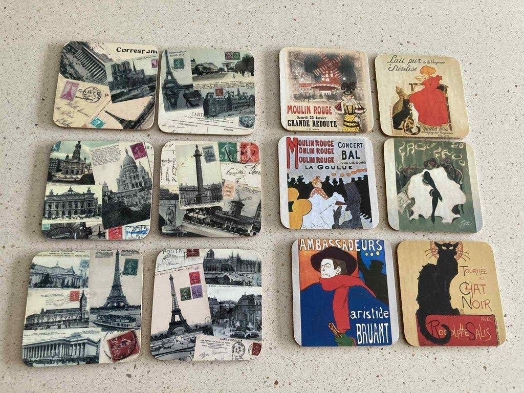 12 retro onderzetters (voor glazen) uit Parijs, Maison & Meubles, Accessoires pour la Maison | Sous-verres & Sous-plats, Enlèvement ou Envoi