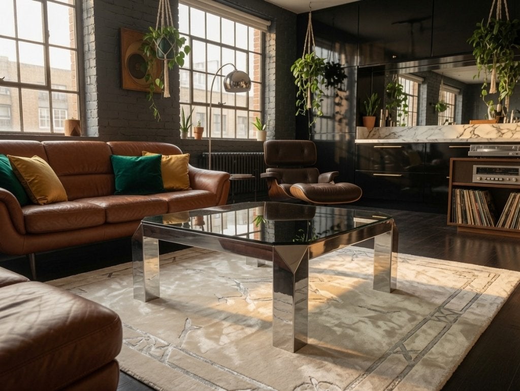 Grande table basse Belgo Chrom 80x80cm!, Enlèvement, Verre