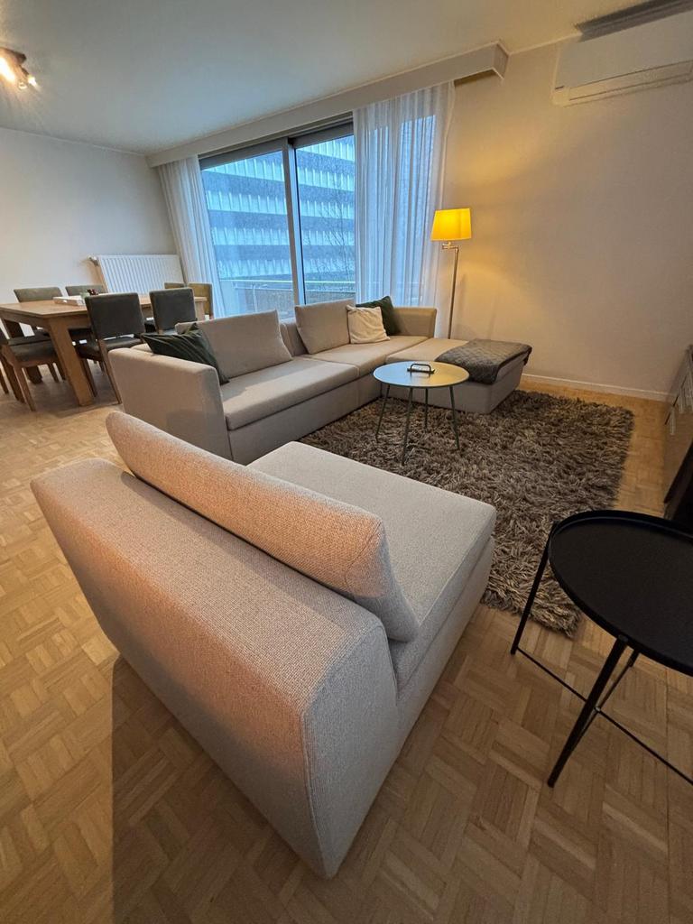 Zitbank 4 zit + poef + 1 zit, Ophalen, Gebruikt, Stof