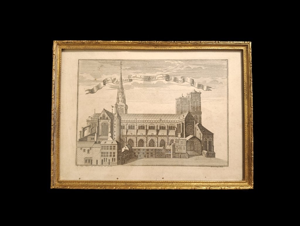 Remacle LELOUP (1694-1746): Cathédrale St-Lambert de Liège, Encadré, Gravure, 15 cm, Architecture