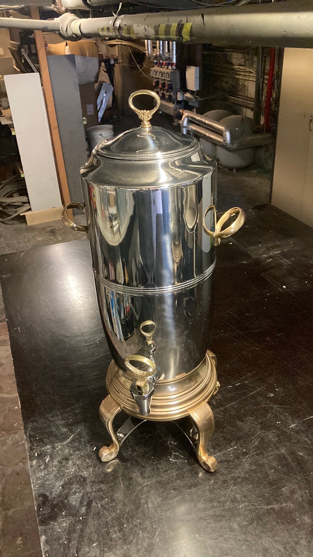 Koffie thee  dispenser sambonet italy koper en inox, Ophalen