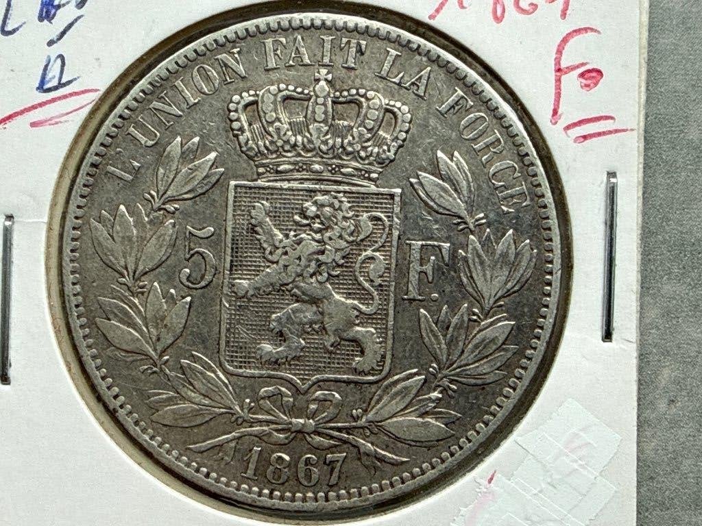 5 Frank 1967 met punt achter F Belgie, Verzenden, Zilver, Zilver