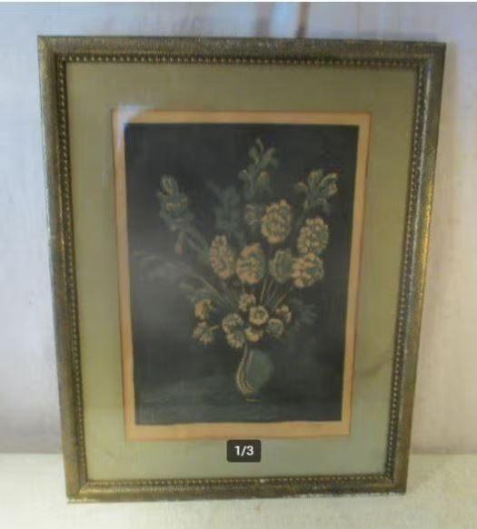 Mooi Oude Litho 'Bloemen in Pot' - Alphonse Mira, Ophalen of Verzenden