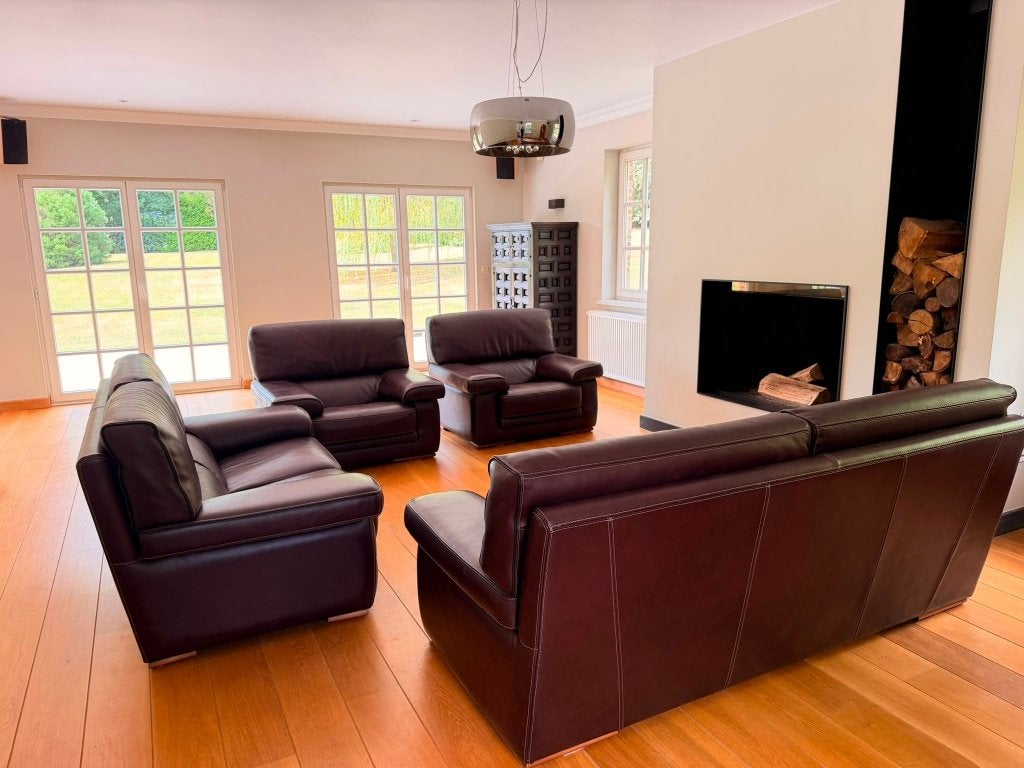 Salon en cuir : 4 fauteuils (2x1p, 2p, 3p), Maison & Meubles, Enlèvement, Utilisé, Cuir