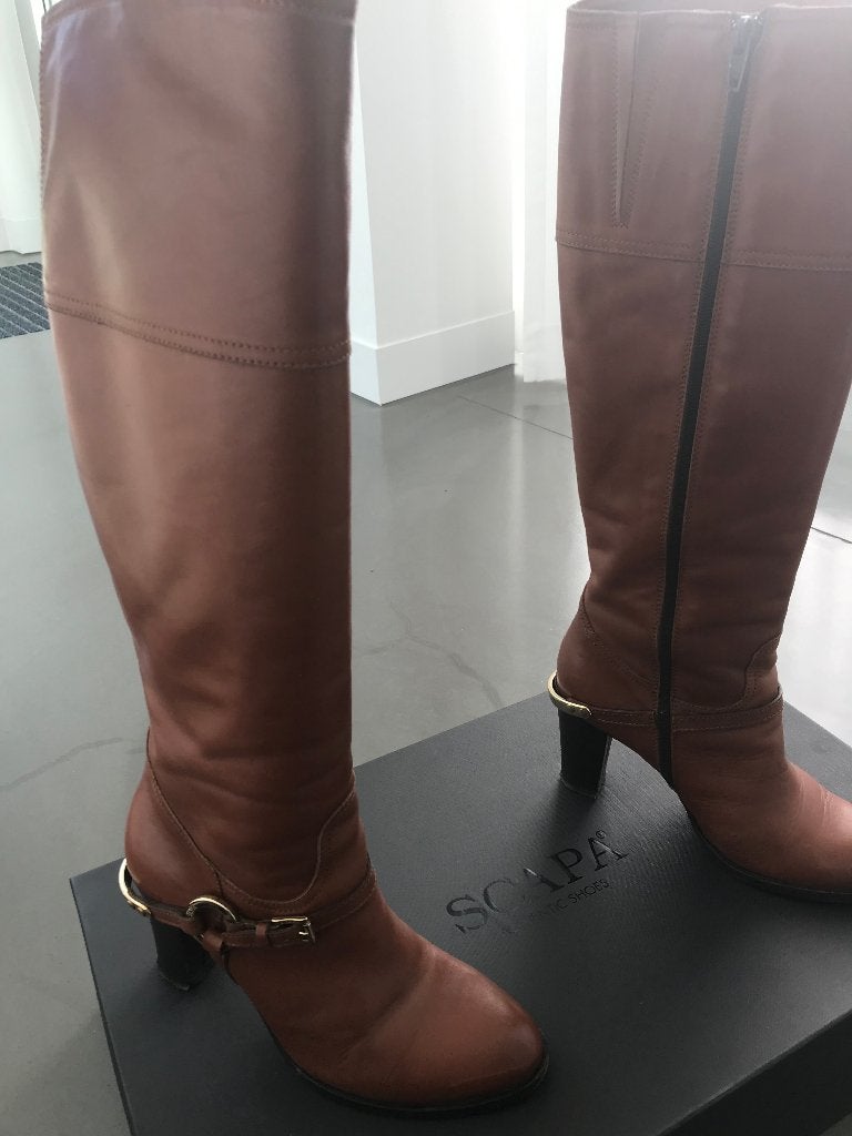 Cognac lederen laarzen van SCAPA, in goede staat! maat 37, Kleding | Dames, Hoge laarzen, Scapa, Bruin, Ophalen of Verzenden