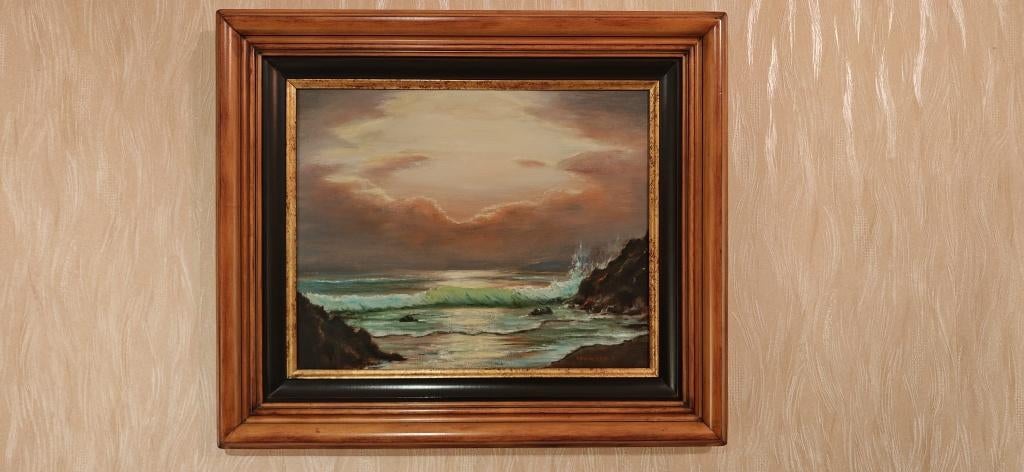 Vue sur la mer de Carlos van Vlierberghe huile sur toile, Enlèvement