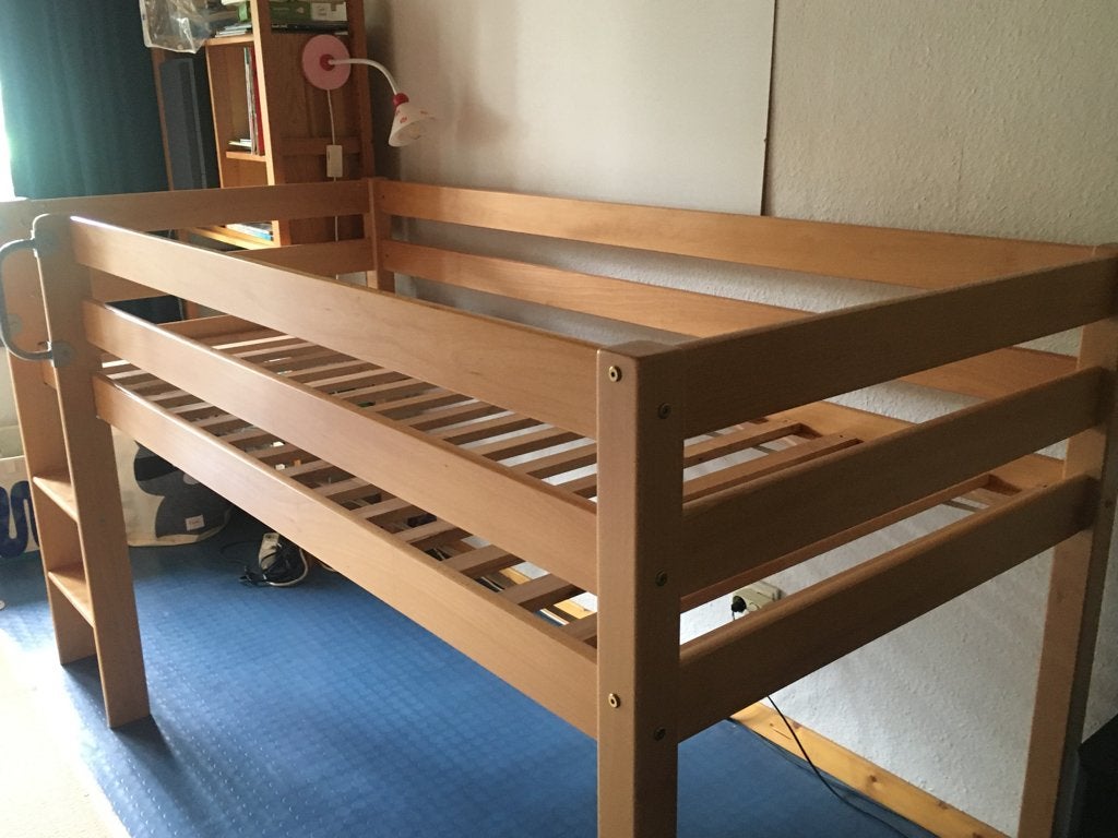 Lit-mezzanine en hêtre - 1 pers, Maison & Meubles, Chambre à coucher | Lits superposés & Lits mezzanines, 90 cm, Enlèvement, Moins de 160 cm
