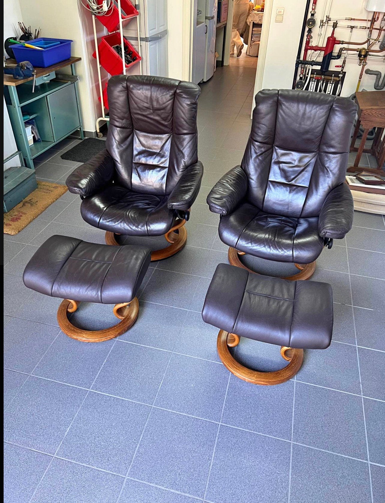 Ekornes Stressless Relaxzetels + Voetenbanken, Ophalen, Gebruikt