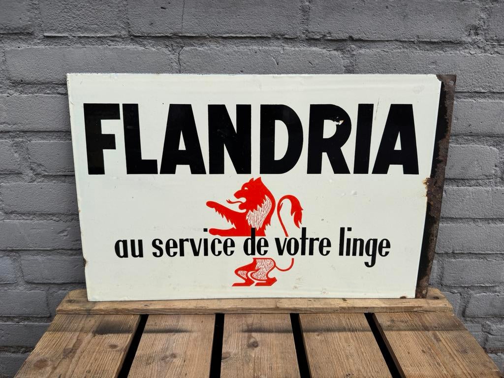 Flandria oud emaille reclamebord, Verzamelen, Merken en Reclamevoorwerpen, Gebruikt, Reclamebord, Ophalen