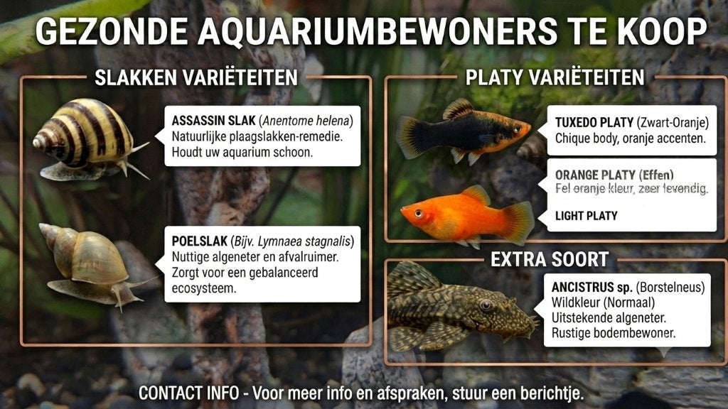 Nuttige Aquariumslakken, platy's && Ancistrus (Borstelneus), Vis, Zoetwatervis