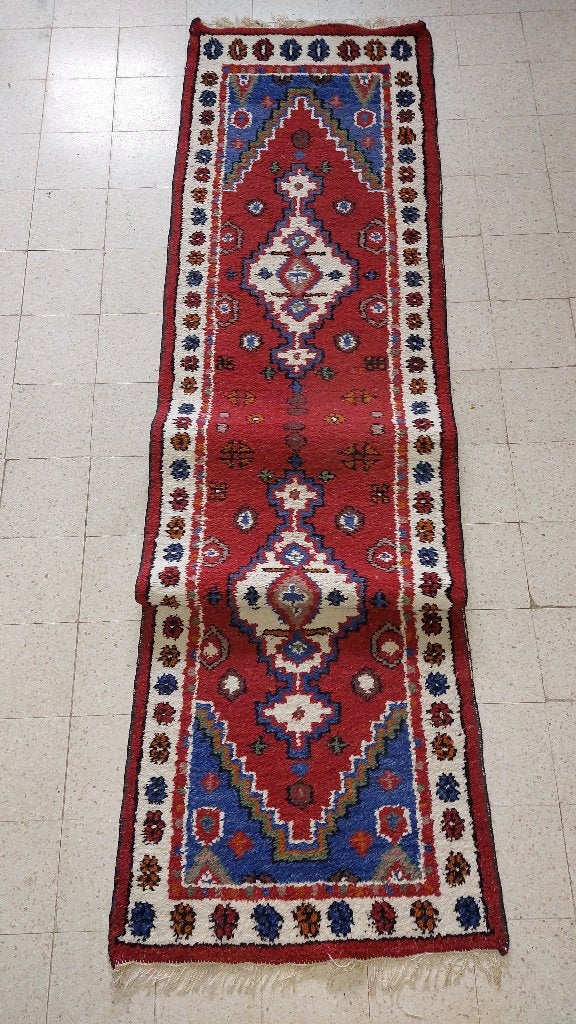 Long tapis pour couloir ou salon, Ophalen, Gebruikt, Voir photos, Blauw