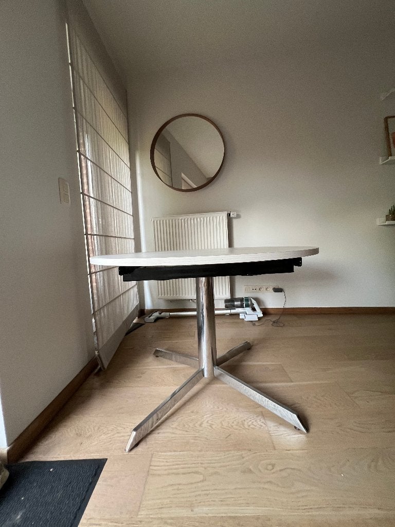 Verstelbare eettafel (wit), Huis en Inrichting, Tafels | Eettafels, Zo goed als nieuw, 100 tot 150 cm, 100 tot 150 cm, Vijf personen of meer