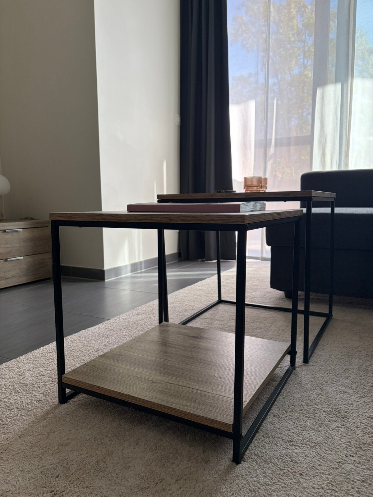 Set van 2 bijzettafels, Huis en Inrichting, Ophalen, Gebruikt, Vierkant