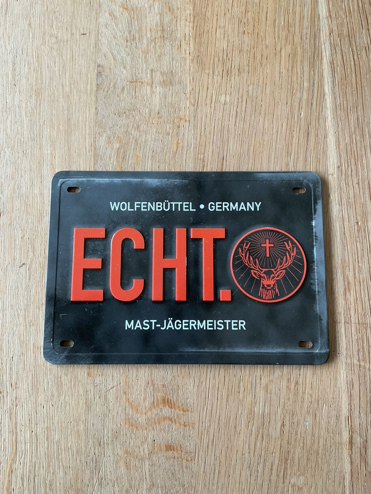 Plaque en tole Mast-Jägermeister Wolfenbüttel Germany, Enlèvement ou Envoi, Utilisé, Panneau publicitaire